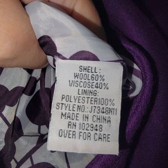 Tulle Anthropologie Purple Wool Blend Peacoat Jacket Size Medium - Picture 8 of 9